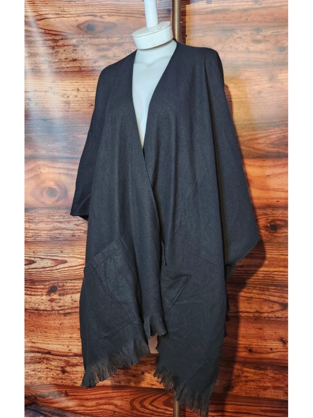 Women's TORRID Black Woven Pocket Ruana Poncho One Size NWT